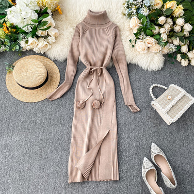 Alkalmi női ruha magas gallérral több színben