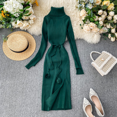 Alkalmi női ruha magas gallérral több színben