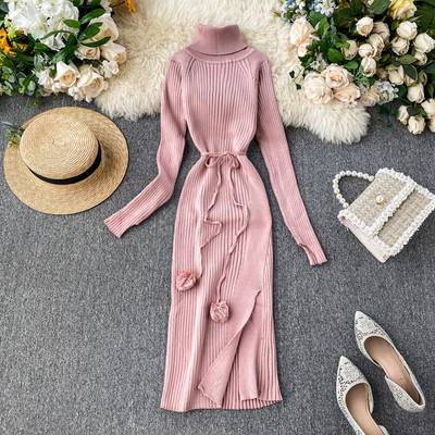 Alkalmi női ruha magas gallérral több színben