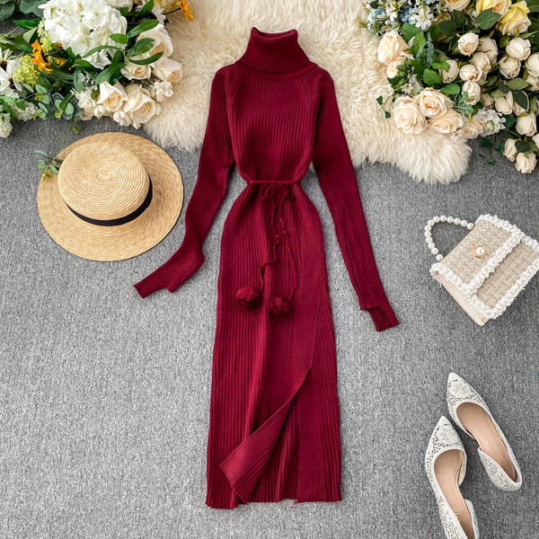 Alkalmi női ruha magas gallérral több színben