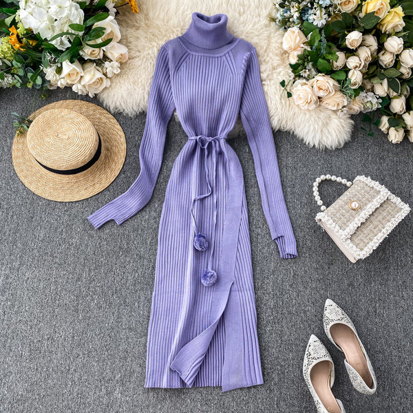 Alkalmi női ruha magas gallérral több színben