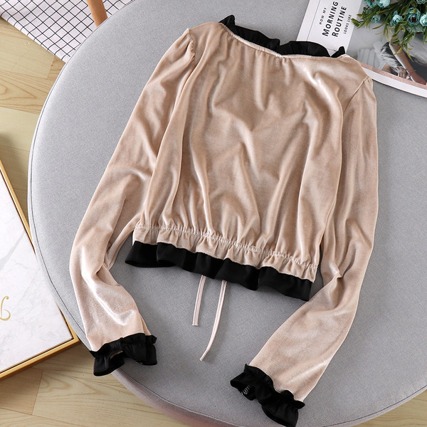 Lezser női blúz nyakkendővel és spitz nyakkivágással, két színben