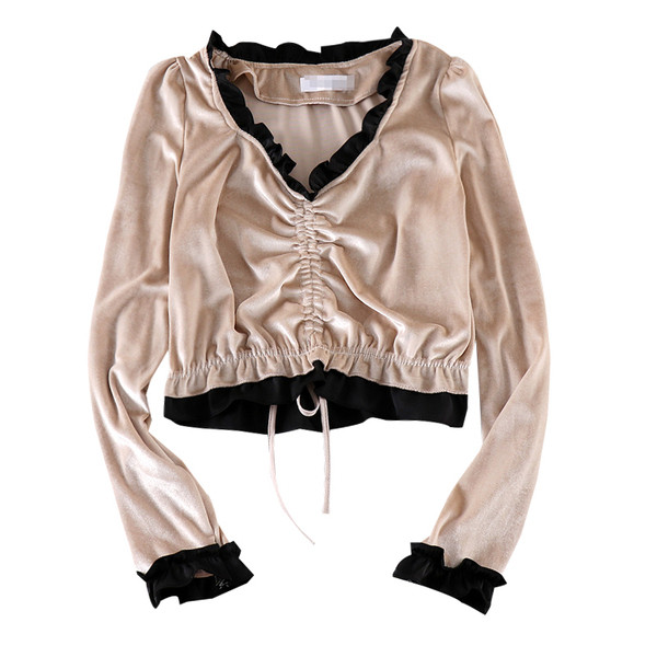 Lezser női blúz nyakkendővel és spitz nyakkivágással, két színben