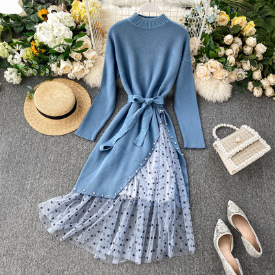 Női ruha tüll és hosszú ujjú több színben