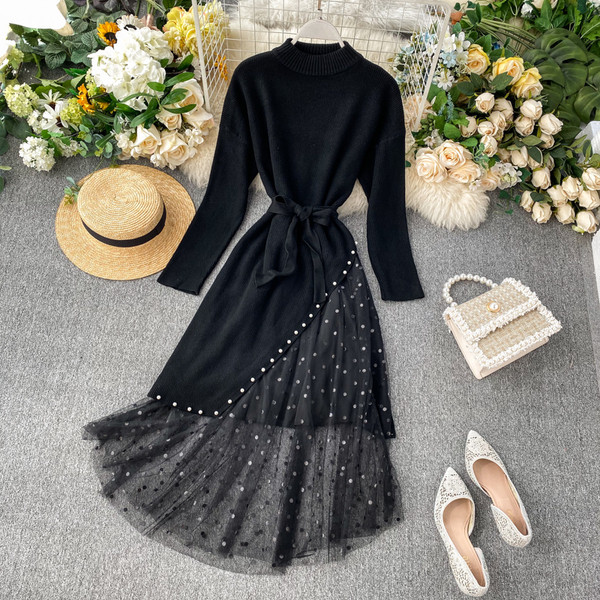 Női ruha tüll és hosszú ujjú több színben