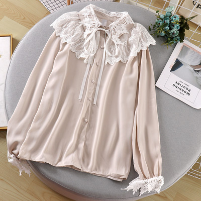 Cămăși de damă moderne cu dantelă și cravate în bej și negru