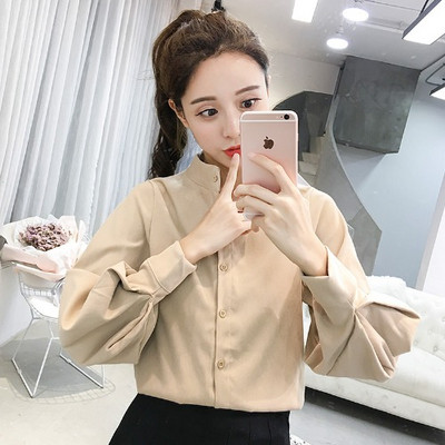 Új modell női ing pólógallérral és gombokkal, kék, barna és bézs színben