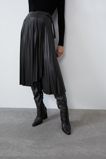 Μακρύ  ασύμμετρη γυναικεία φούστα με δεσμούς στη μέση