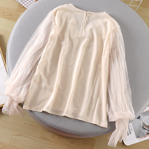 Bluză de damă modernă cu dantelă și mâneci lungi în trei culori