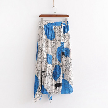 Hosszú aszimmetrikus redős szoknya mintás mintával