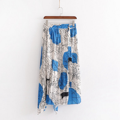 Hosszú aszimmetrikus redős szoknya mintás mintával