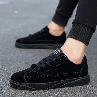 Мъжки велурени кецове с равна подметка в черен,червен и сив цвят 