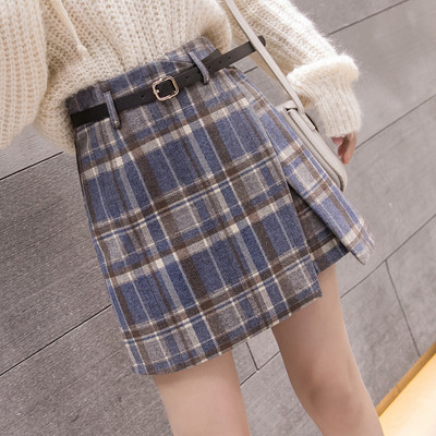 Νέο μοντέλο καθημερινή γυναικεία φούστα με ζώνη σε μπλε, καφέ και γκρι χρώμα