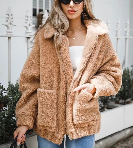 Ежедневно дамско палто с цип и джобове в различни цветове