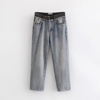 Női széles farmer világos színben, magas derékkal