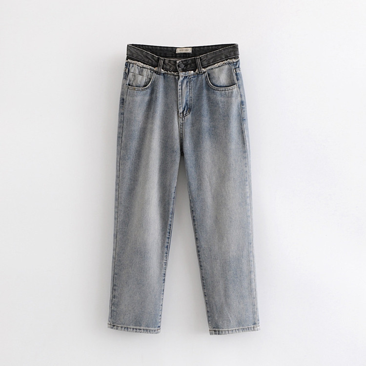 Női széles farmer világos színben, magas derékkal