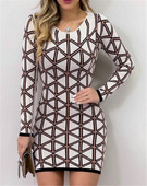 Γυναικείο casual φόρεμα με μακριά μανίκια και οβάλ ντεκολτέ