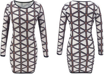 Γυναικείο casual φόρεμα με μακριά μανίκια και οβάλ ντεκολτέ