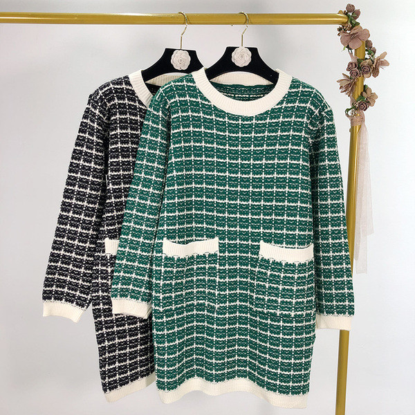 Rochie casual dama in carouri cu buzunare - doua culori