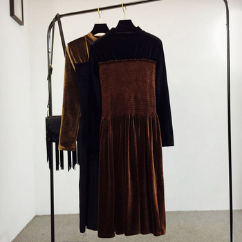 Γυναικείο χειμερινό βελούδινο φόρεμα με μακρί μανίκι