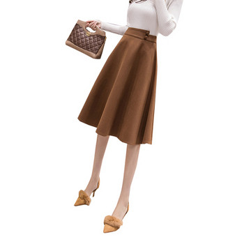 Νέο μοντέλο καθημερινή  γυναικεία φούστα - με κουμπιά σε καφέ και μαύρο και πράσινο χρώμα