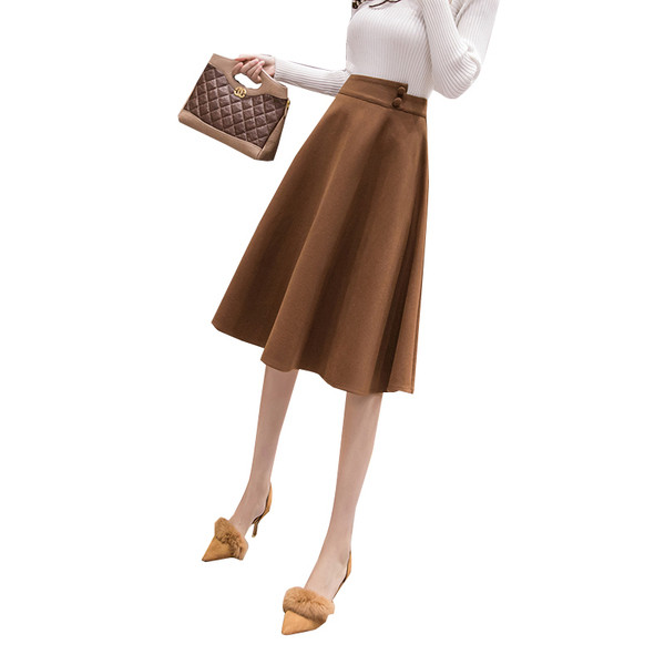 Νέο μοντέλο καθημερινή  γυναικεία φούστα - με κουμπιά σε καφέ και μαύρο και πράσινο χρώμα