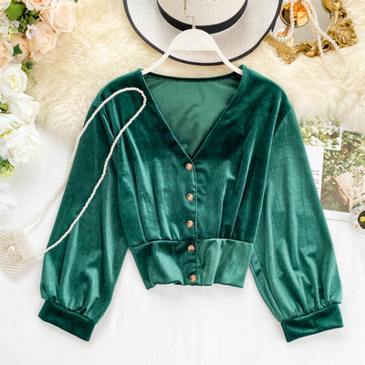 Γυναικείο πουκάμισο με V-λαιμόκοψη και κουμπιά