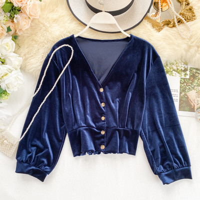 Γυναικείο πουκάμισο με V-λαιμόκοψη και κουμπιά