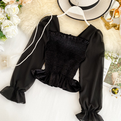 Γυναικείο πουκάμισο με τετράγωνη λαιμόκοψη  σε διάφορα χρώματα