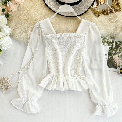 Γυναικείο πουκάμισο με τετράγωνη λαιμόκοψη  σε διάφορα χρώματα