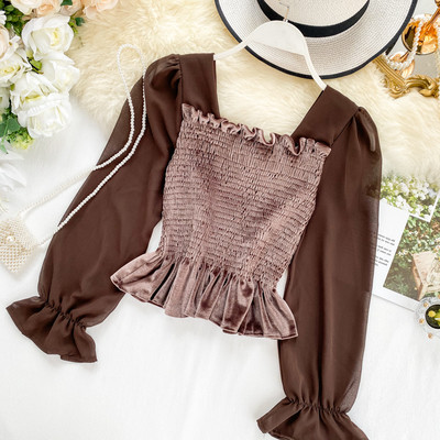 Γυναικείο πουκάμισο με τετράγωνη λαιμόκοψη  σε διάφορα χρώματα