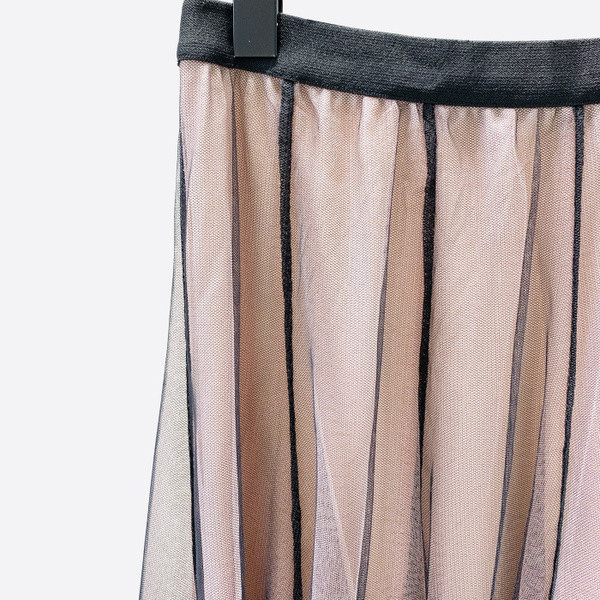 Γυναικεία φούστα με ψηλή μέση και τούλι με μπεζ χρώμα