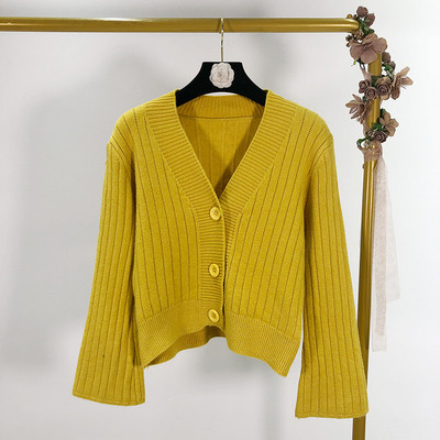 Σύντομη casual γυναικεία ζακέτα με λαιμόκοψη και κουμπιά - διάφορα χρώματα