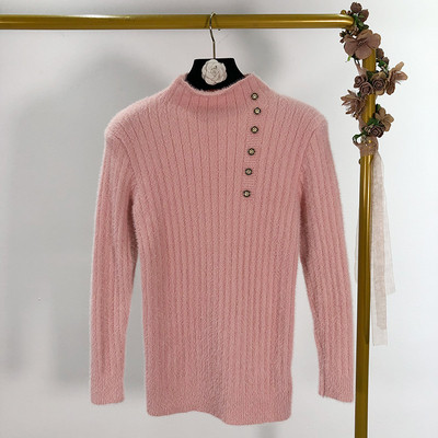 Női vastag pulóver magas gallérral és gombokkal több színben