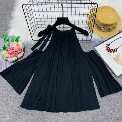 Cămașă pliată de damă cu umeri goi, în mai multe culori