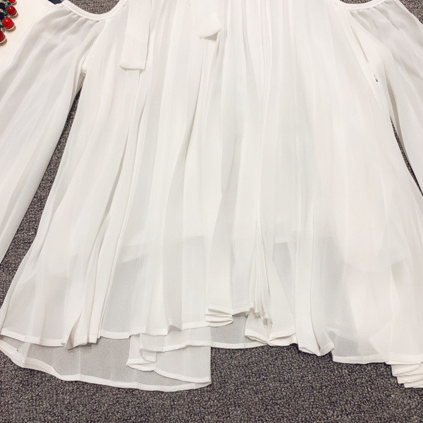 Cămașă pliată de damă cu umeri goi, în mai multe culori