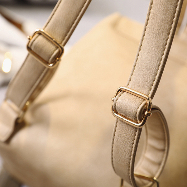 Rucsac modern de dama cu broderie in bej, negru, gri si roz