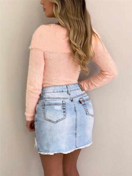 Modern női pehelypulóver hosszú ujjal, három színben