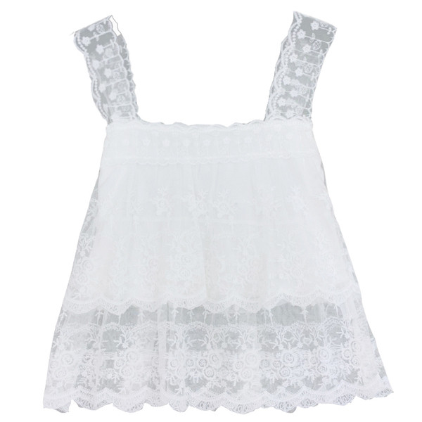 Maieu de damă din dantelă cu bretele largi în alb și galben