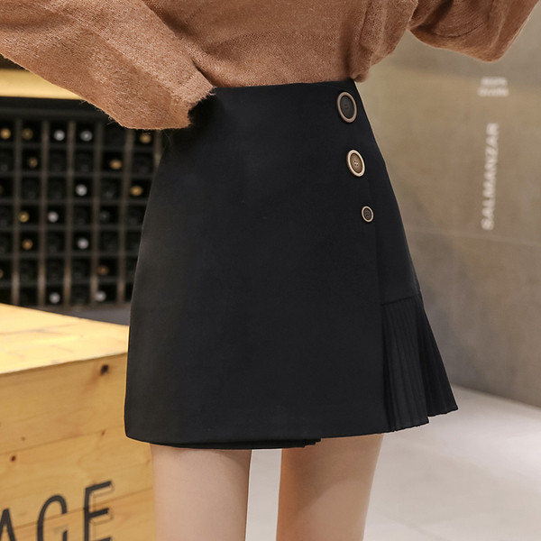 Νέο μοντέλο κομψή γυναικεία φούστα  με κουμπιά σε γκρι, μαύρο και μπεζ χρώμα