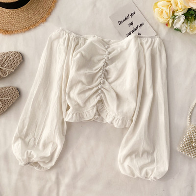 Bluză de damă modernă cu decolteu rotund și nasturi în mai multe culori