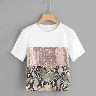 Γυναικεία μπλούζα με πούλιες και εκτύπωση ζώων