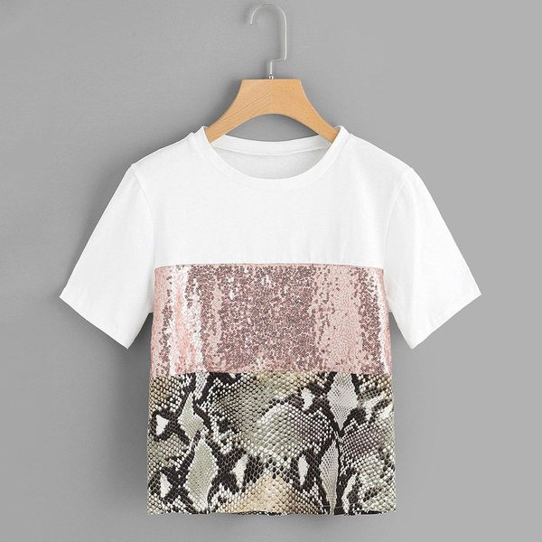 Γυναικεία μπλούζα με πούλιες και εκτύπωση ζώων