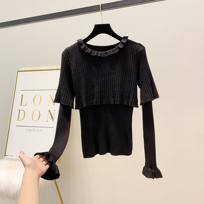 Μοντέρνο γυναικείο πουλόβερ με στρογγυλη λαιμόκοψη σε τέσσερα χρώματα