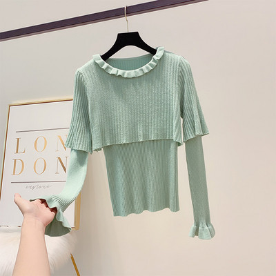 Μοντέρνο γυναικείο πουλόβερ με στρογγυλη λαιμόκοψη σε τέσσερα χρώματα