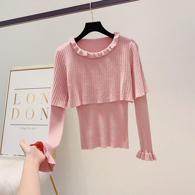 Μοντέρνο γυναικείο πουλόβερ με στρογγυλη λαιμόκοψη σε τέσσερα χρώματα