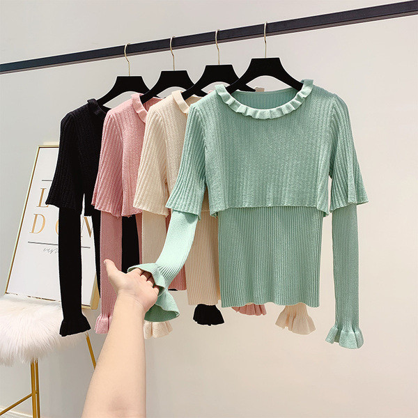 Μοντέρνο γυναικείο πουλόβερ με στρογγυλη λαιμόκοψη σε τέσσερα χρώματα