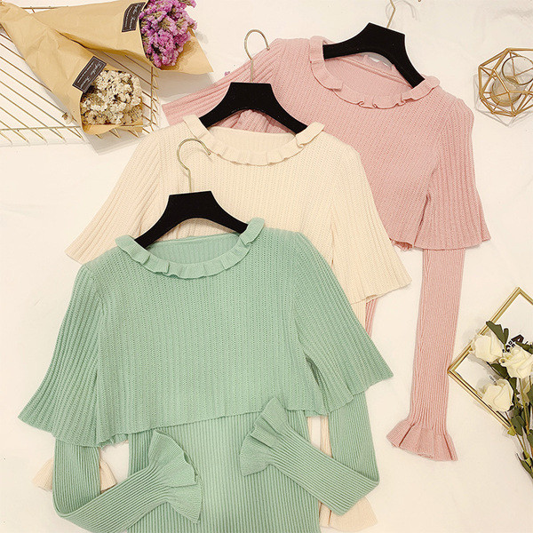 Μοντέρνο γυναικείο πουλόβερ με στρογγυλη λαιμόκοψη σε τέσσερα χρώματα