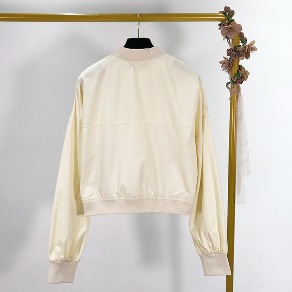 Geaca de dama scurta primavara-toamna cu fermoar in alb si negru