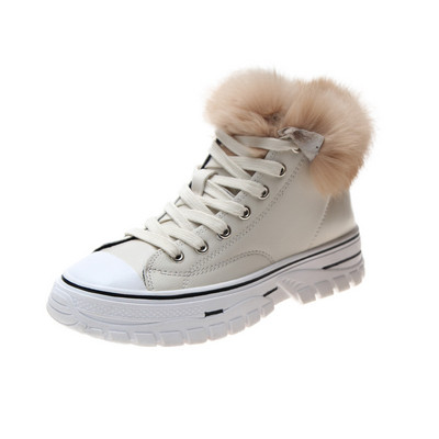 Ghete de dama moderne cu puf si sireturi in doua culori